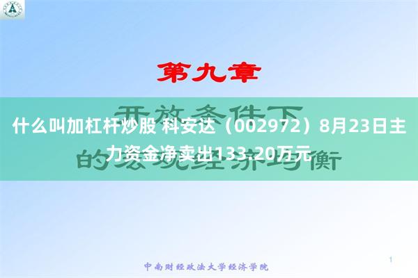 什么叫加杠杆炒股 科安达（002972）8月23日主力资金净卖出133.20万元