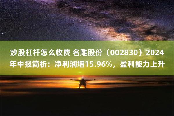 炒股杠杆怎么收费 名雕股份（002830）2024年中报简析：净利润增15.96%，盈利能力上升