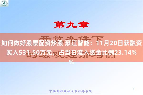 如何做好股票配资炒股 豪江智能：11月20日获融资买入531.50万元，占当日流入资金比例23.14%